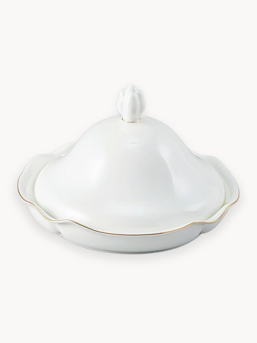 Маслёнка "Золотая лента", костяной фарфор, Императорский фарфоровый завод