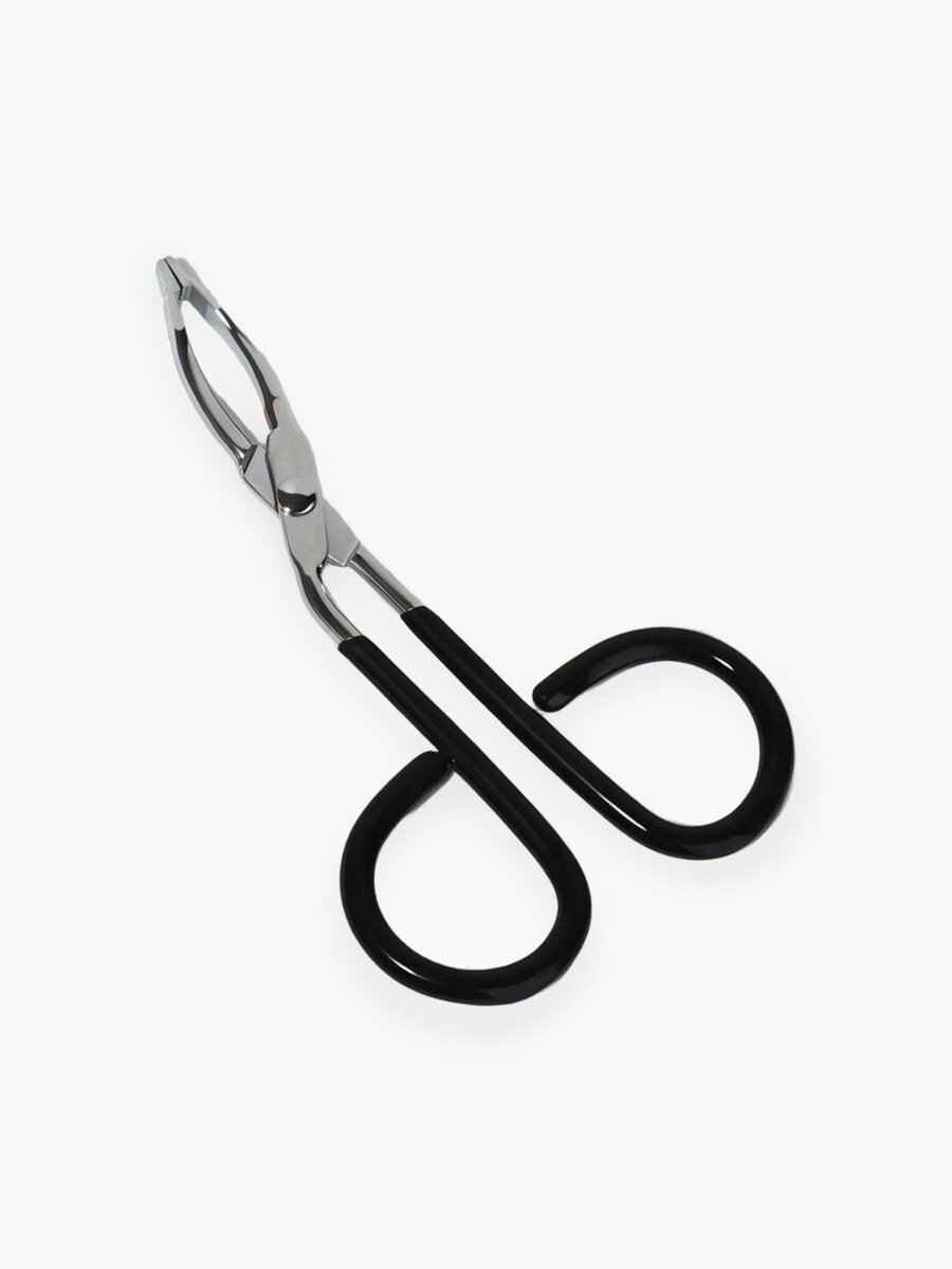 Пинцет в форме ножниц, прорезиненные ручки, 8 см, на блистере, цвет чёрный/серебристый