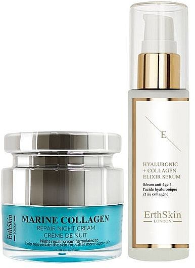 ErthSkin London Косметический набор Marine Collagen, Hyaluronic Acid (ночной крем/50мл, сыворотка/60мл)