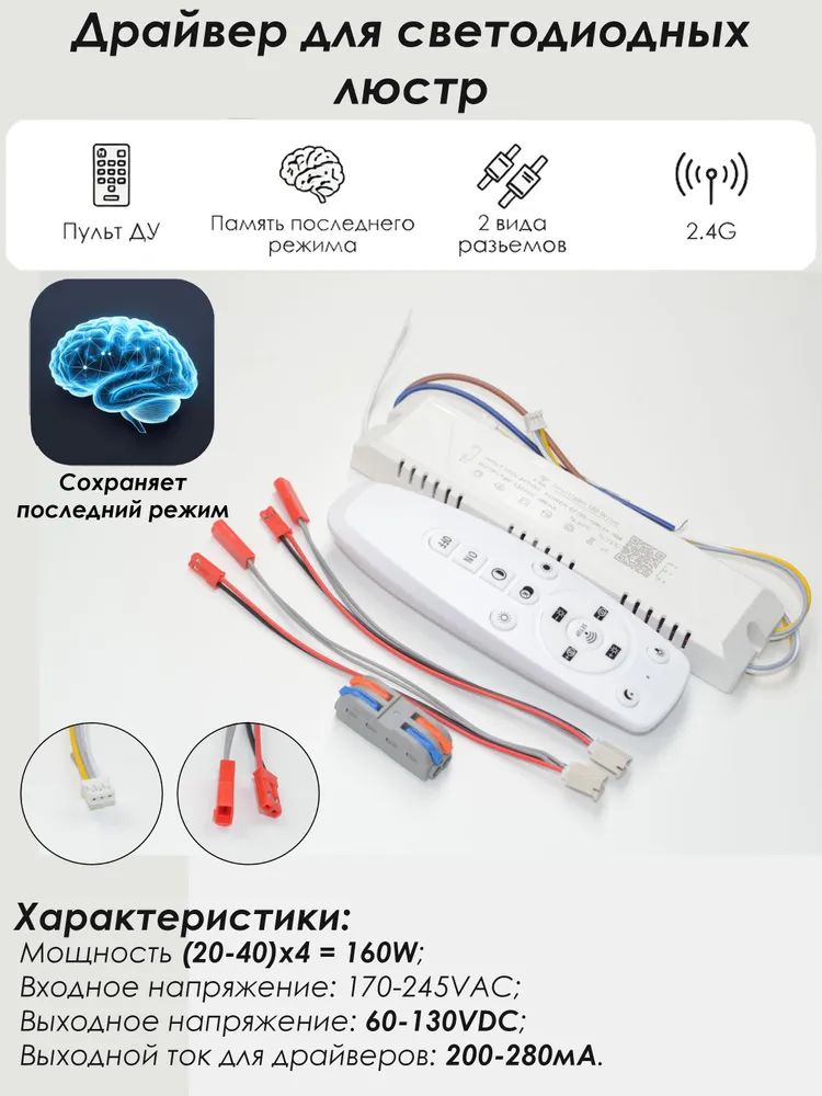 2,4G 20-40Wx4 Intelligent Control Device Интеллектуальный Блок питания для светильника Контроллер управления светом