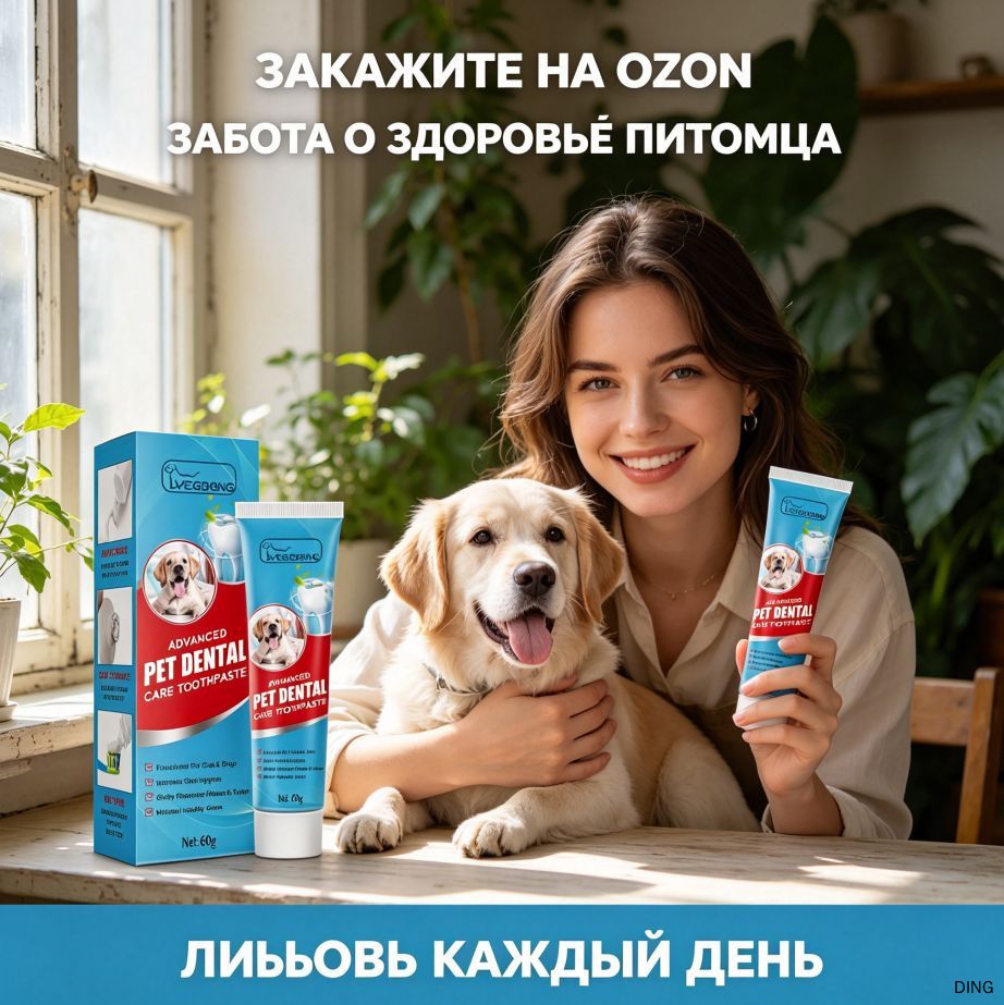 LYEGBONG Зубная паста для кошек и собак с натуральной мятой и экстрактом грейпфрута