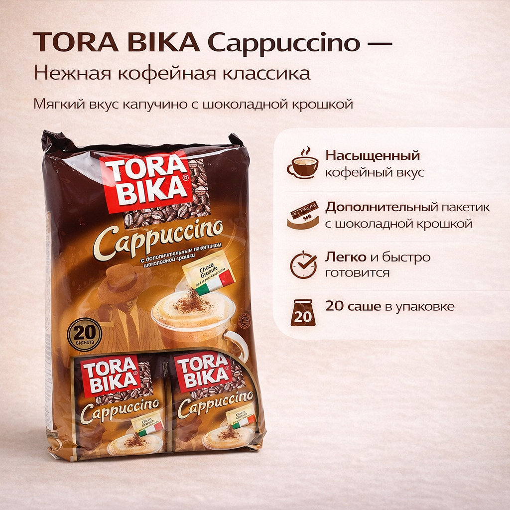 Кофе Tora Bika "Капучино", растворимый, средний помол, 25 гр