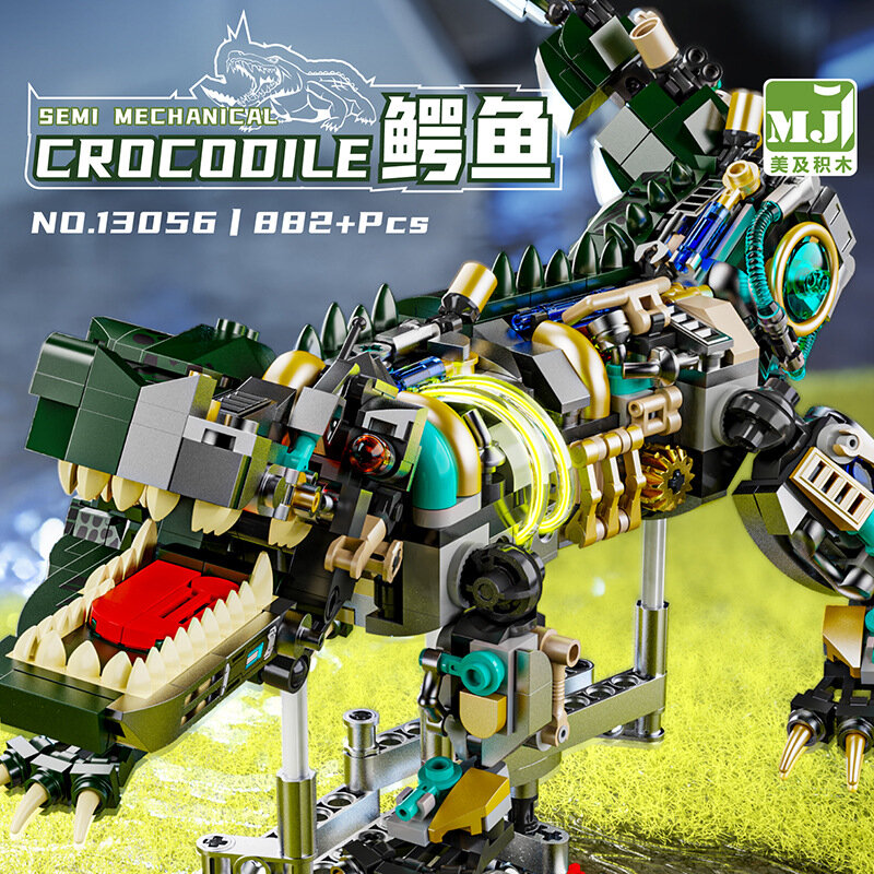 Полу-механическая модель крокодила для LEGO, строительная игрушка, 13056