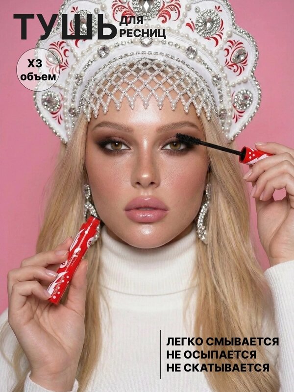 Тушь для ресниц, с эффектом объема и удлинения, черная, удлинения и выразительный взгляд
