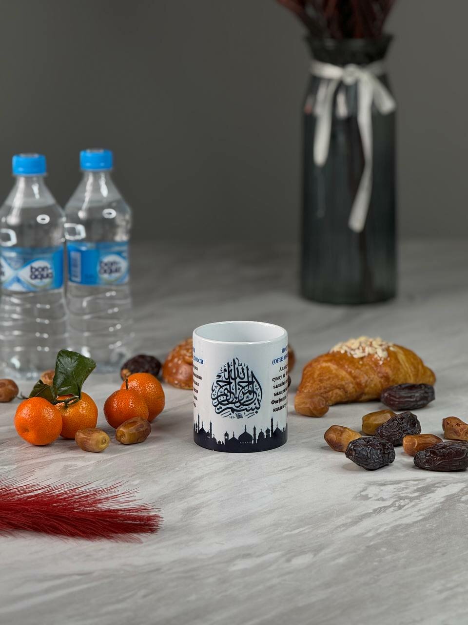 Кружка, для подарка, для офиса, для кухни, кофе и чая, красная, 350мл, с пожеланием Рамадана