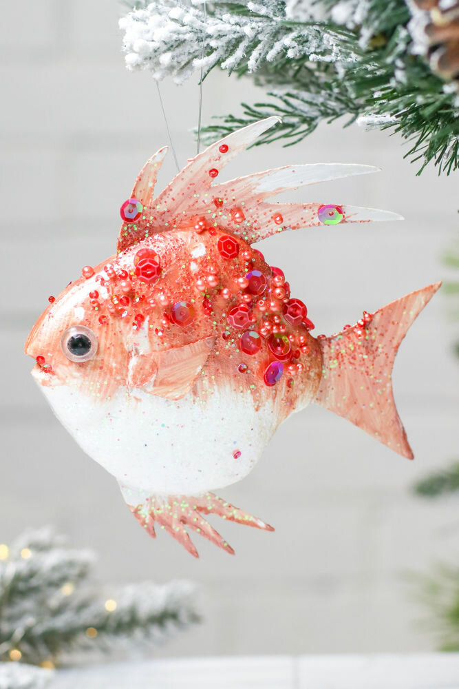 Ёлочная игрушка красная рыбка-ангел, серия мировой океан, пенополистирол, 25 см, Edelman 1151757-1