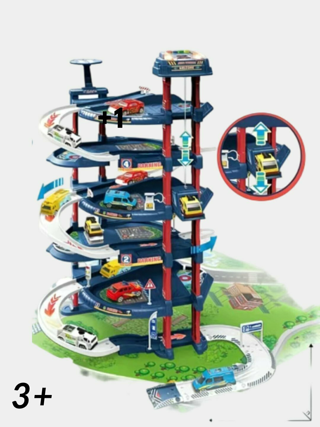 Игровой набор SIX SIX ZERO "Полицейский гараж", от 3 до 5 лет, синий