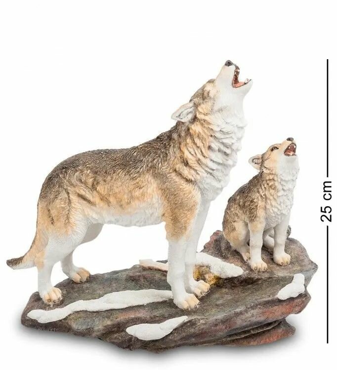Статуэтка Волк с детенышем, 25*26*16см, полистоун, цвет бежевый — фото 1
