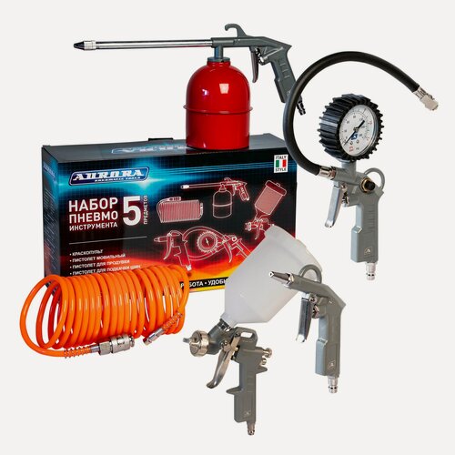 Изображение товара Набор пневмоинструмента Aurora "KIT-5 A", для гаражного компрессора, 5 элементов
