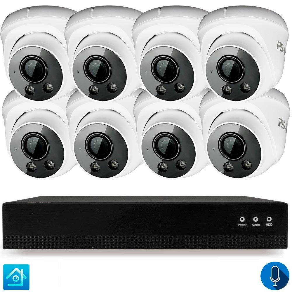 Комплект видеонаблюдения Ps-Link KIT-A808IPM-POE, 8Мп, IP, 8 камер для помещения, удаленный доступ, с микрофоном