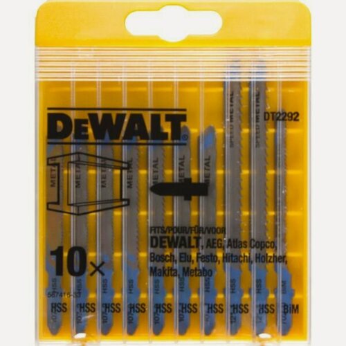 Изображение товара Набор пилок для лобзика по металлу DEWALT DT2292, 10 шт.