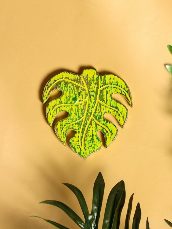 Панно Лист , 12 13 1 см, дерево, зелёное