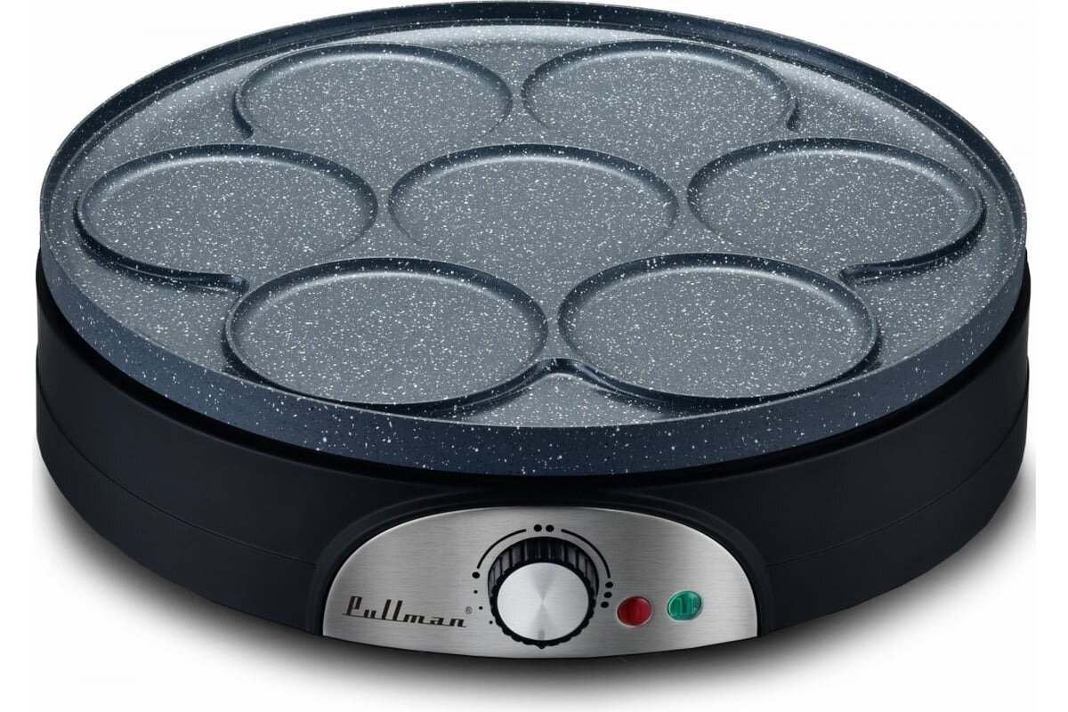 Блинница Pullman PL-1161 с двухсторонней панелью 2 в 1, 1500 Вт, диаметр 37 см на 1 блин, 11 см на 7 оладий, керамическое антипригарное покрытие