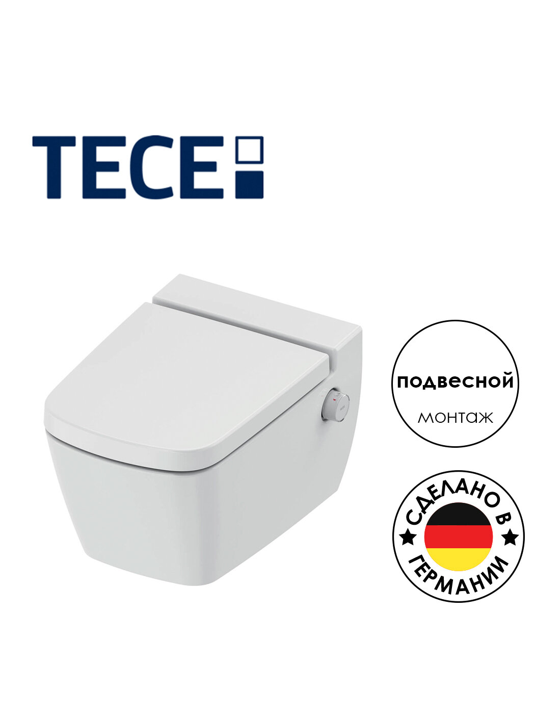 Комплект подвесного унитаза-биде TECE TECEone (9700216), с классической крышкой-сиденьем, белый
