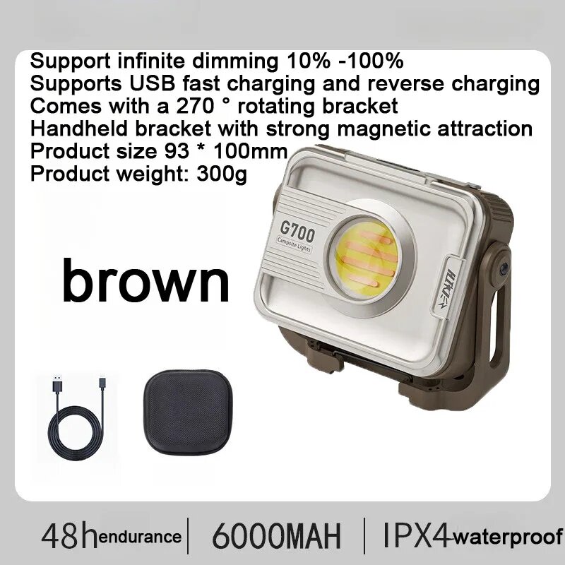 SHINEKNOT G700, коричневый кемпинг фонарь, 6000mAh