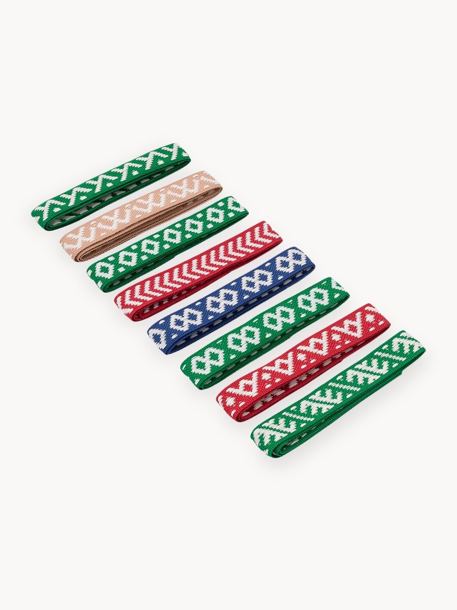 Лента декоративная 'Славянский оберег', набор 8 шт по 0,5 м, ширина 1,8 см, ассорти, Красная лента