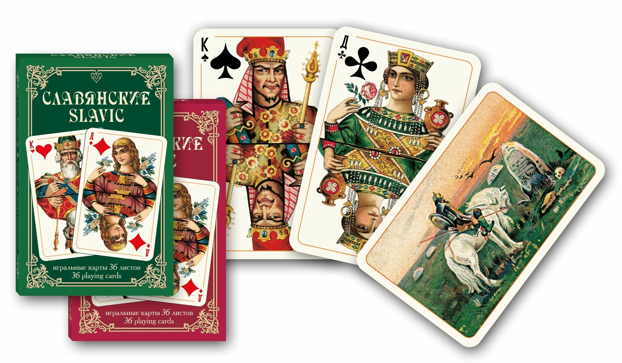 Карты игральные "Славянские", цвет: красный, 36 карт