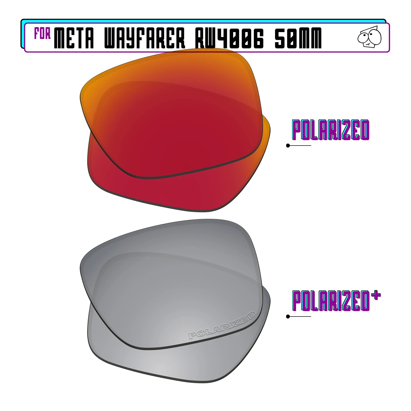 Поляризованные линзы для Ray-Ban Meta Wayfarer RW4006 50mm, Silver P Plus-Red P