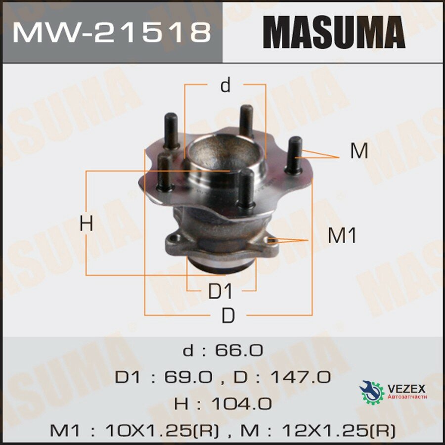 MASUMA MW-21518 Ступица колеса с интегрированным подшипником