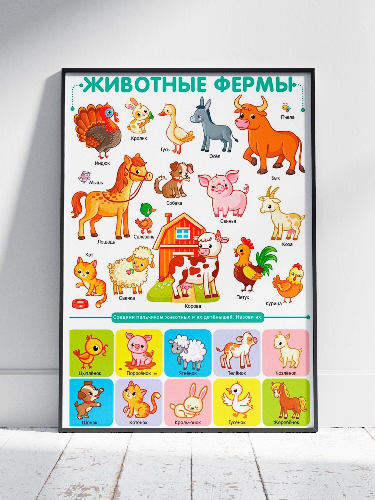 Плакат на стену для интерьера Для Детей (Животные 7) - Постер по обучению формата A4 (21x30 см)