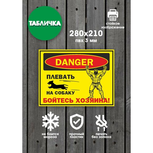 фото Табличка "злая собака" на дверь, ворота, стену 28х21см гкм