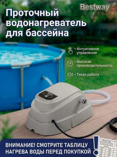 Изображение товара Проточный водонагреватель для бассейна Bestway 2,8 квт (flowclear) 58259 bw бествэй 58259