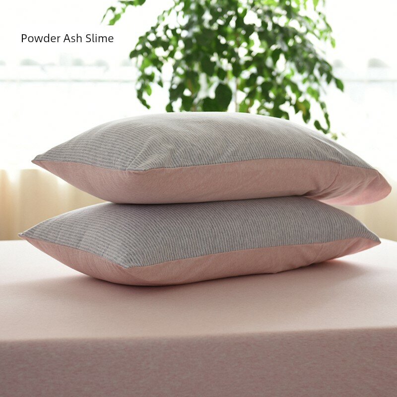 MUJI Тонкий хлопковый чехол для подушки 48x74см одиночный, розово-серая тонкая полоска