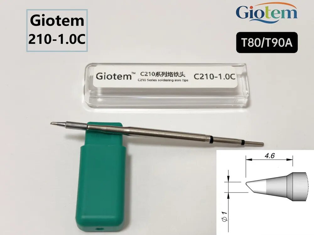 Giotem Бессвинцовое паяльное жало C210-1.0C Совместимая рукоятка сварочного сопла C210, быстрый нагрев, 1 предметов
