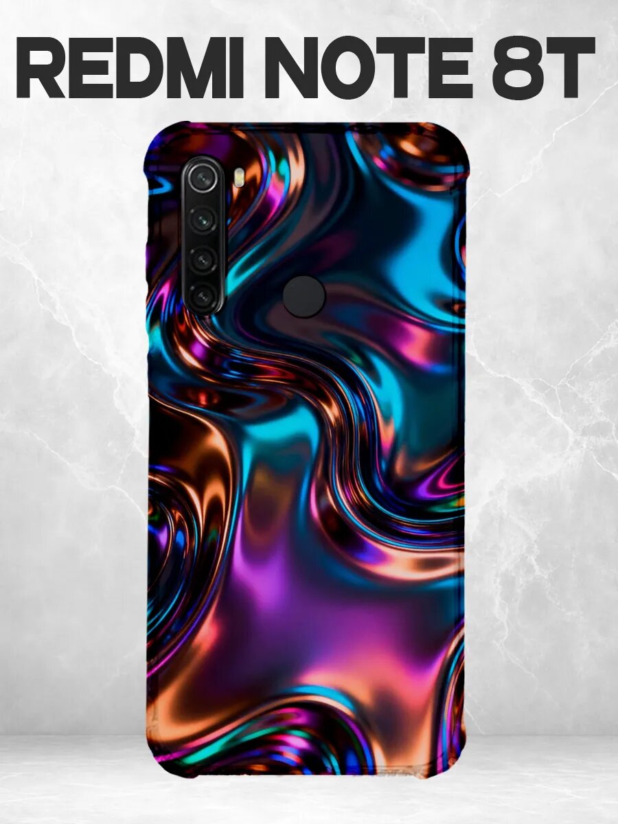 Чехол на Redmi Note 8T хром абстракция жидкий
