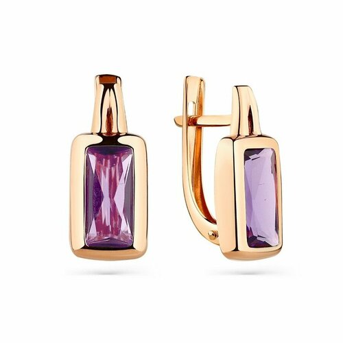 фото Серьги яхонт, золото, 585 проба, аметист, , фиолетовый