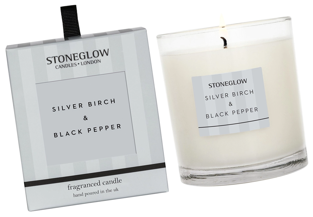 Свеча Stoneglow Silver Birch and Black Pepper 180 гр - Стоунглоу Серебряная Береза
