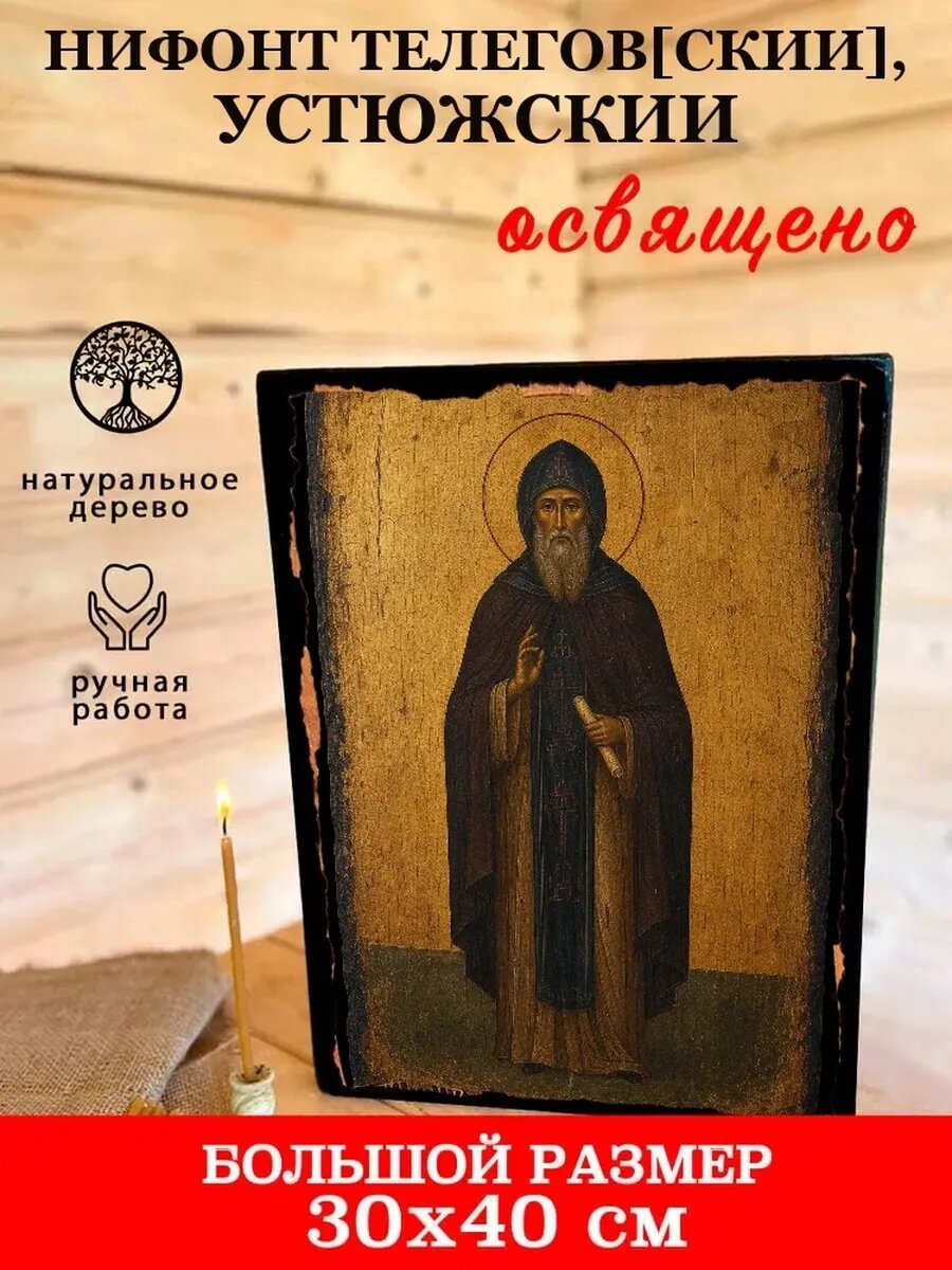 Икона Нифонт Телегов[ский], Устюжский, на дереве, 30×40 см, освящённая
