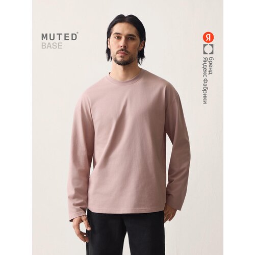 фото Лонгслив muted base из хлопкового джерси oversize, размер l-xl, , розовый
