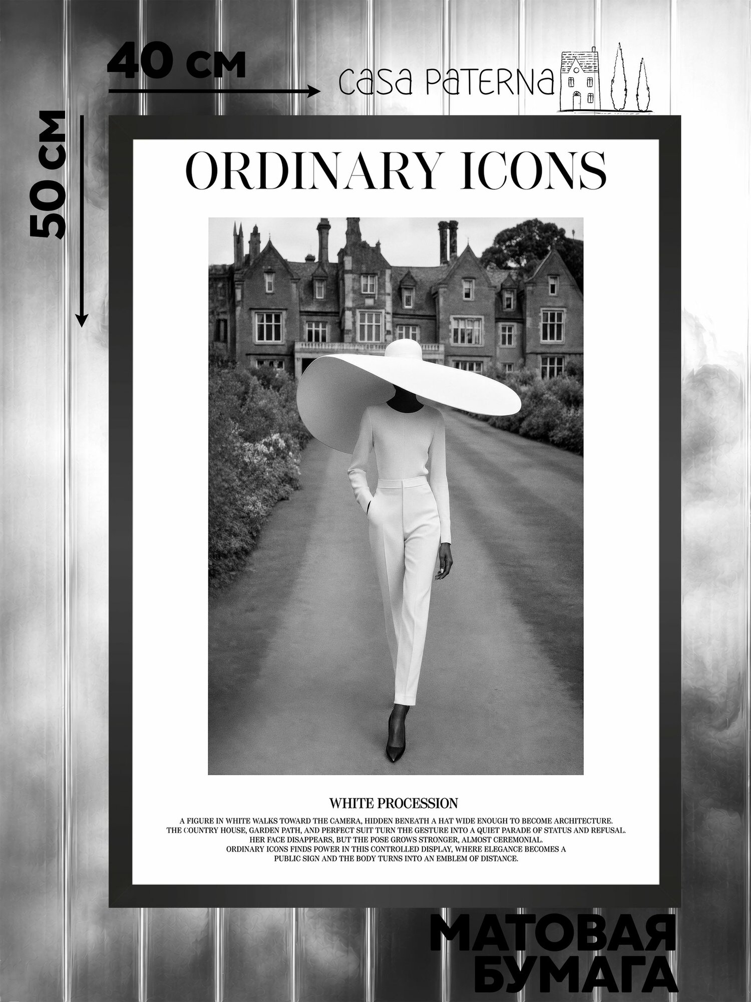 Постер на стену 40х50 Ordinary Icons #13, черно-белая фотография для интерьера, без рамки Casa Paterna