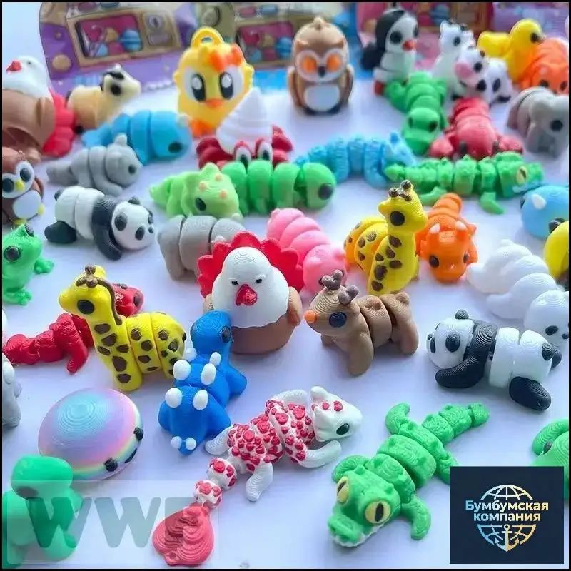 37 шт. 3D печатные гибкие мини животные мультяшные фигурки, антистресс игрушки, набор декоративных мини-фигурок