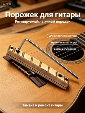 Регулируемый медный верхний порожек для акустической гитары, золотистый, для ремонта