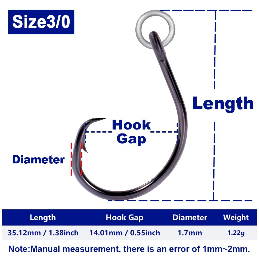 FishTrip Крючки для сома из высокоуглеродистой стали 25~50 шт. 25pcs, Size 3-0