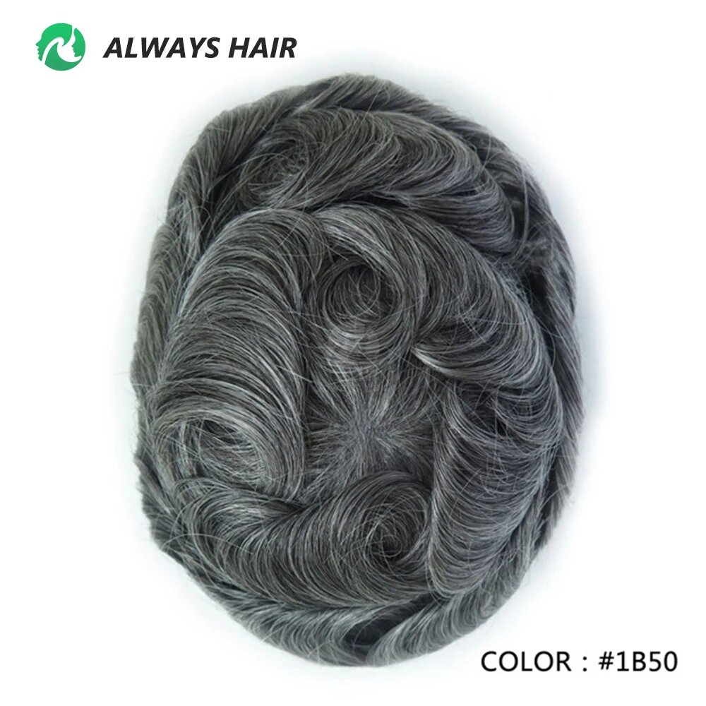 Протез для волос Always Hair, индийские волосы, серый, 6 дюймов 1Б50 #, 8Х10