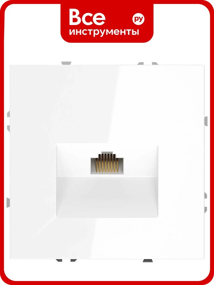 Розетка компьютерная встраиваемая Voltum S70 RJ45 кат.6, белый глянцевый VLS060101