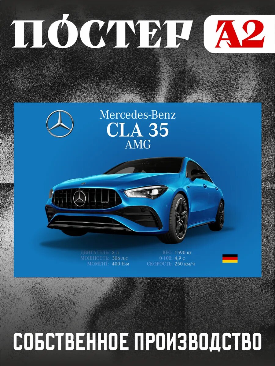 Постер на стену интерьерный А2 Mercedes-Benz CLA 35 AMG мерс