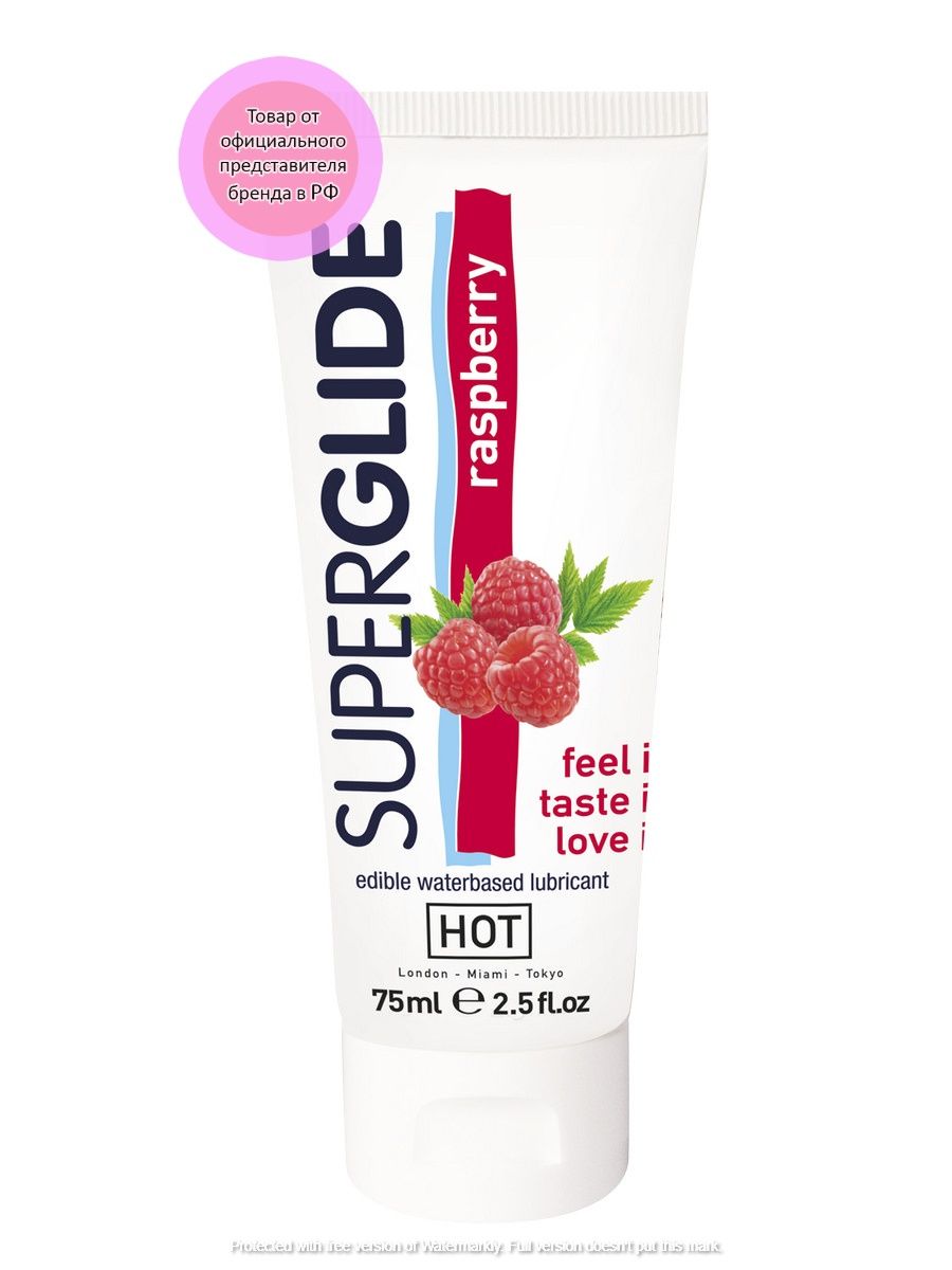 Интимный гель Superglide Raspberry съедобный малина 75м