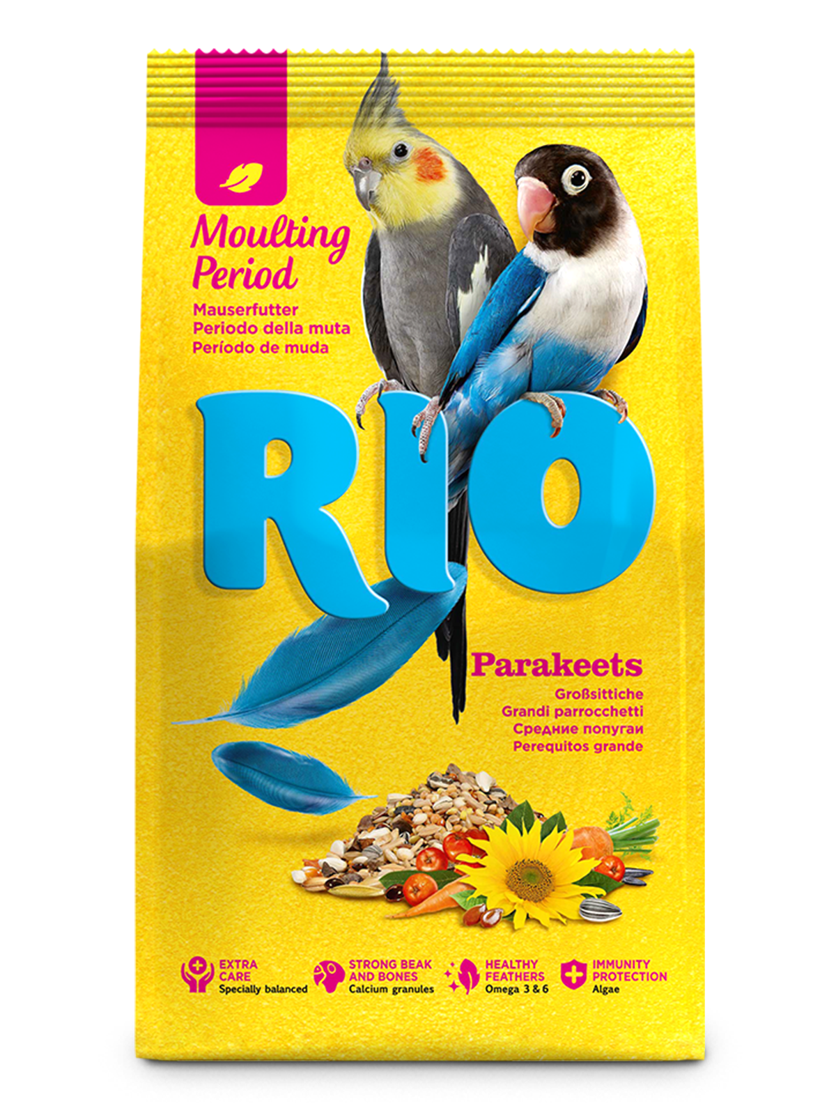 Корм для средних попугаев RIO Рацион в период линьки, 500г