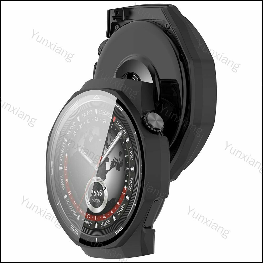 Чехол и пленка из закалённого стекла для Huawei Watch GT 5 Pro, 46 мм, матовый чёрный