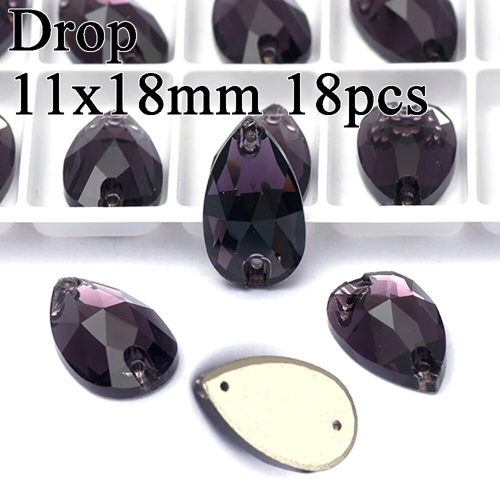 Стразы Drop 11x18mm Аметист 18шт