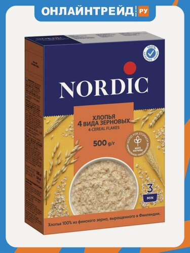 Изображение товара Хлопья Nordic 4 злака 500г