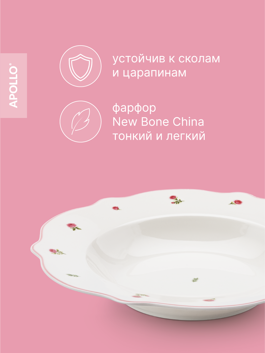 Набор суповых тарелок Apollo "French rose", объем 320 мл, диаметр 22 см, 2 предмета — фото 4