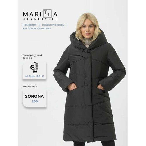 фото Пальто maritta осень-зима 2023, размер 46, черный