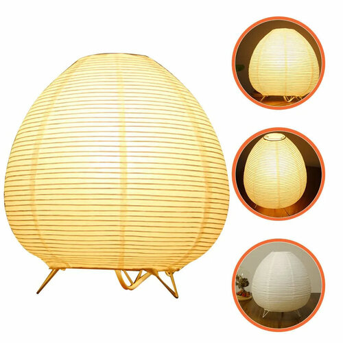 фото Настольная лампа из рисовой бумаги skully white table lamp (23x21см)