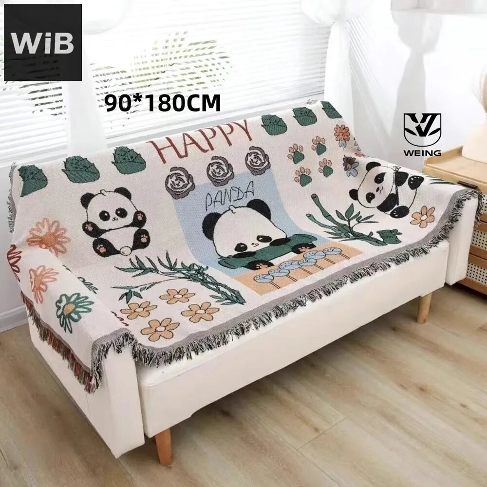 WIB Плед 90x180 см хлопок двусторонний, новогодний растения белый