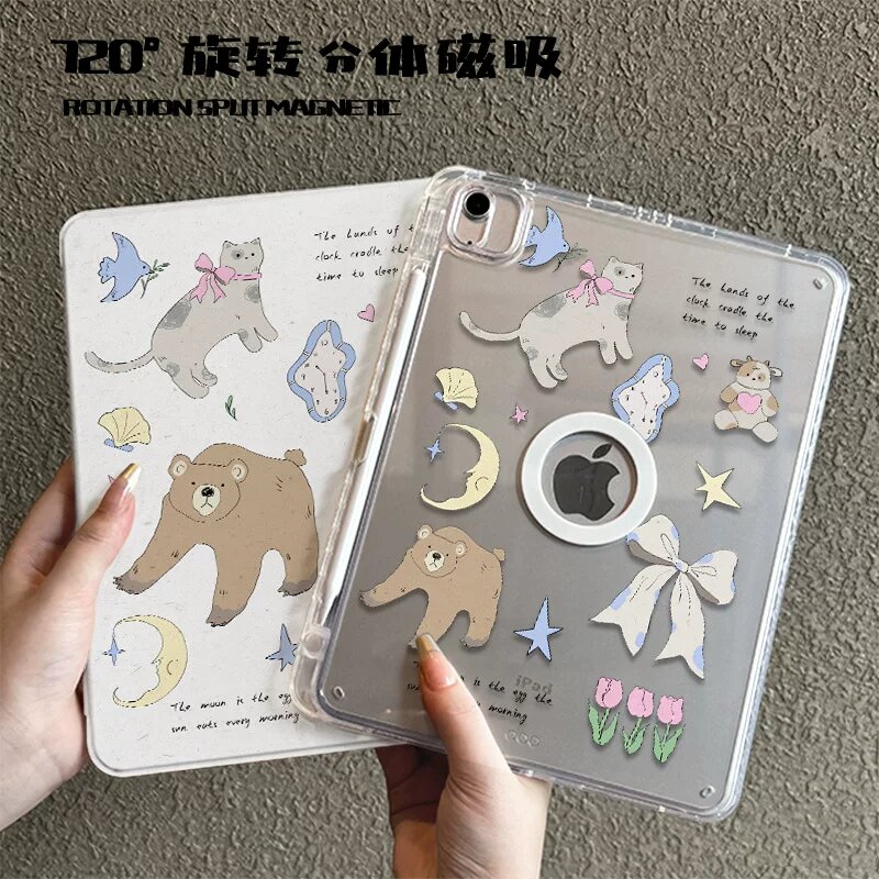 Двусторонний чехол для iPad 2019/2020/2021 (10.2 дюйма) с магнитным отсоединением, поворотной подставкой, отсеком для